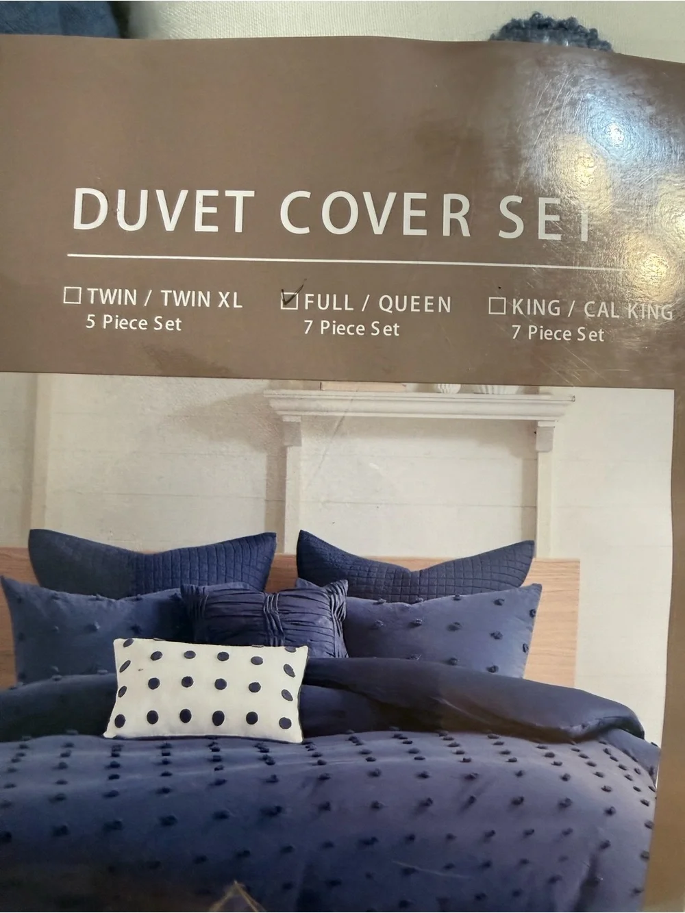 Urban Habitat Navy and Cream Textured Polka Dot Duvet Cover Set